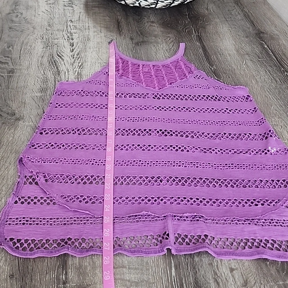 We the Free People Crochet Open Mesh High Low High Neck Tank Top XS - Picture 3 of 7